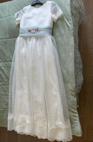 Vestido Primera Comunión blanco-celeste