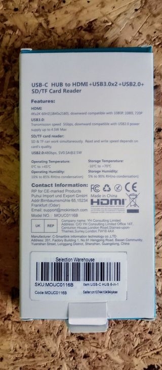 Hub USB-C Mokin 6 en 1 - Nuevo