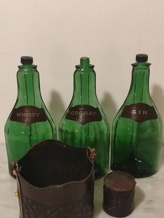 Set Bottiglie Vintage Whisky Cognac Gin