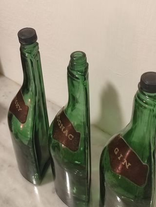 Set Bottiglie Vintage Whisky Cognac Gin