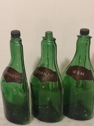 Set Bottiglie Vintage Whisky Cognac Gin