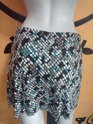 Minifalda negra lunares multicolor