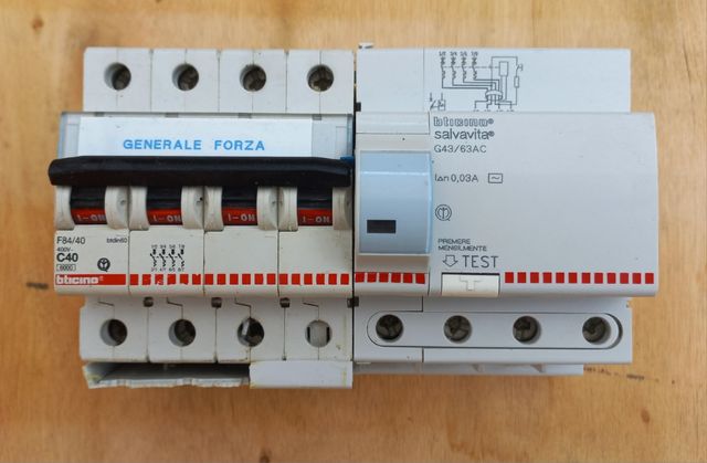 Inter.magnetormico+salvavita Bticino 4poli 63A