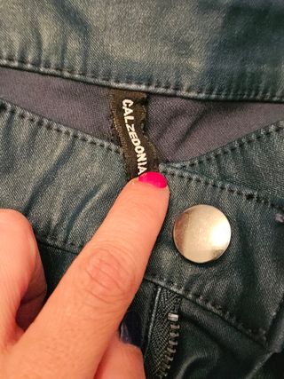 Pantalones cuero sintético verde azulado - Talla S