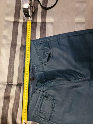 Pantalones cuero sintético verde azulado - Talla S