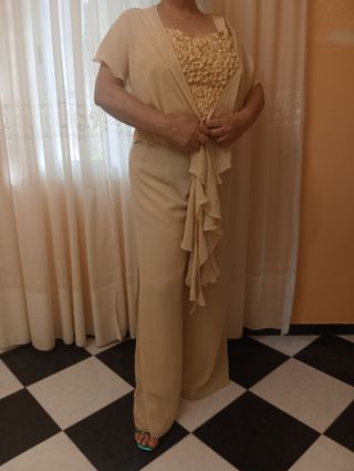 Traje beige 3 piezas eventos