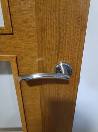 Puerta madera cristal 4 paneles