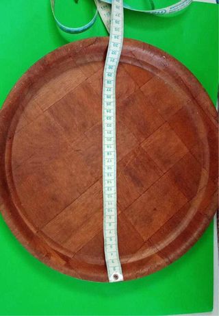 Vassoio legno vintage intrecciato