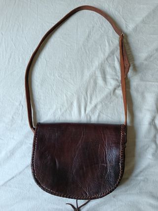 Bolso bandolera piel marrón