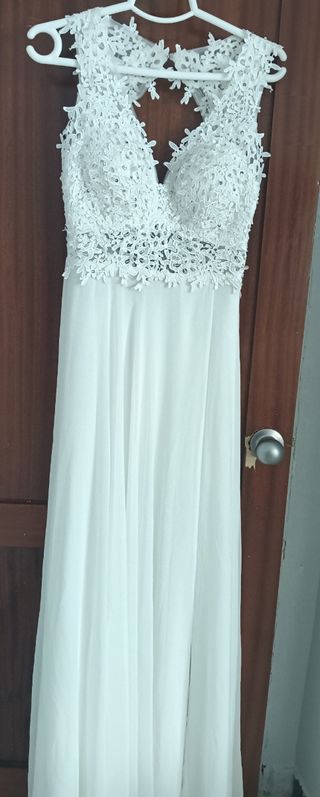 Vestido novia blanco encaje