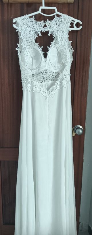 Vestido novia blanco encaje