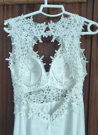 Vestido novia blanco encaje