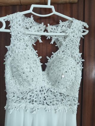 Vestido novia blanco encaje