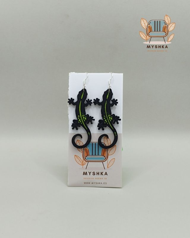 Pendientes Myshka, Salamandra en color negro.