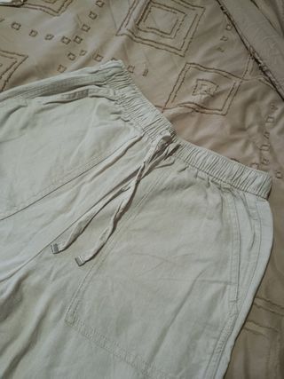 Pantalones Lino Zara XS Beige