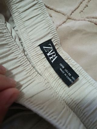 Pantalones Lino Zara XS Beige