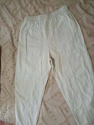 Pantalones Lino Zara XS Beige