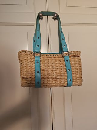 Bolso paja turquesa