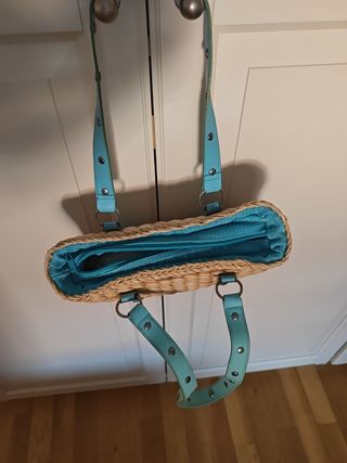 Bolso paja turquesa
