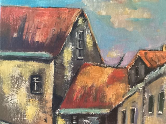 Cuadro óleo Riga antiguo