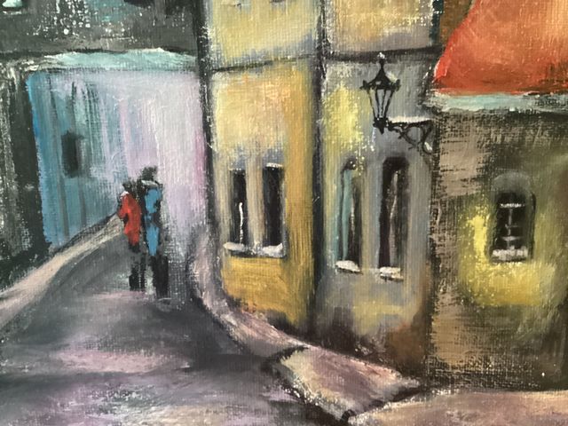 Cuadro óleo Riga antiguo