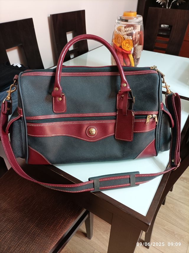 Bolsa viaje verde azulado y granate