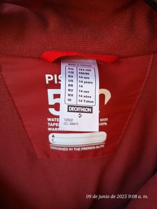 Chaqueta esquí niño 14 años Wedze Piste 500