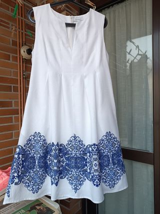 Vestido Maria Mare blanco y azul