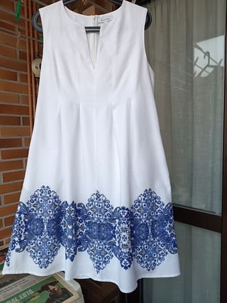 Vestido Maria Mare blanco y azul