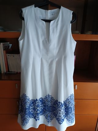 Vestido Maria Mare blanco y azul