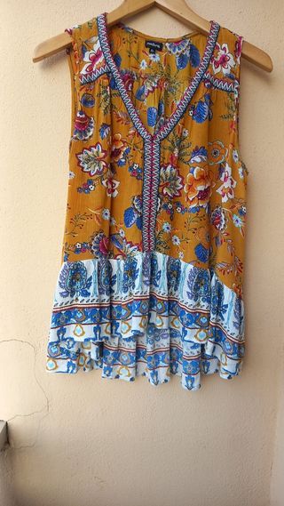 Blusa Natura XL - Amarilla, Flores.es de bambula.