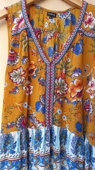Blusa Natura XL - Amarilla, Flores.es de bambula.