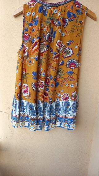 Blusa Natura XL - Amarilla, Flores.es de bambula.