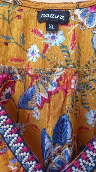 Blusa Natura XL - Amarilla, Flores.es de bambula.