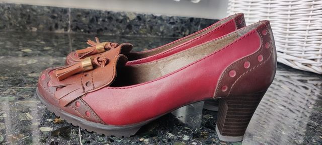 Zapatos Antea Marrón-Rojos,talla 36