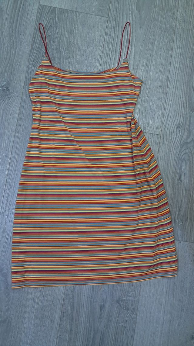 Vestido corto de rayas multicolor