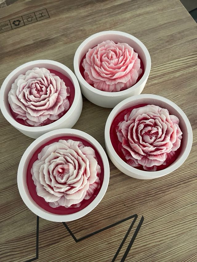 Vela artesanal flor rosa