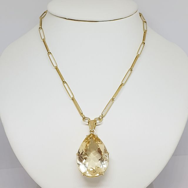 Collar Oro Lágrima Cuarzo Amarillo
