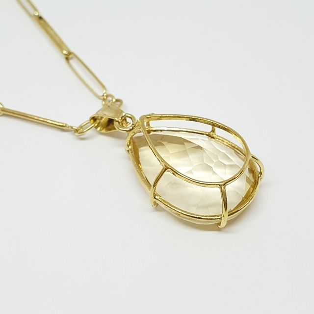 Collar Oro Lágrima Cuarzo Amarillo