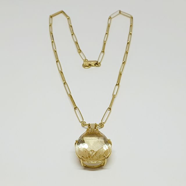 Collar Oro Lágrima Cuarzo Amarillo