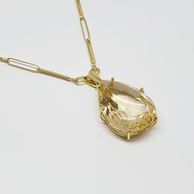 Collar Oro Lágrima Cuarzo Amarillo