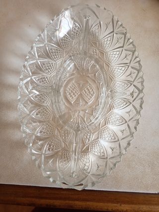 Bandeja cristal tallado vintage