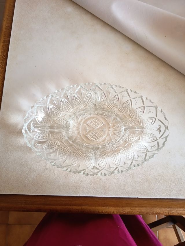 Bandeja cristal tallado vintage