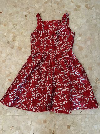 Vestido rojo - plateado. Talla S.