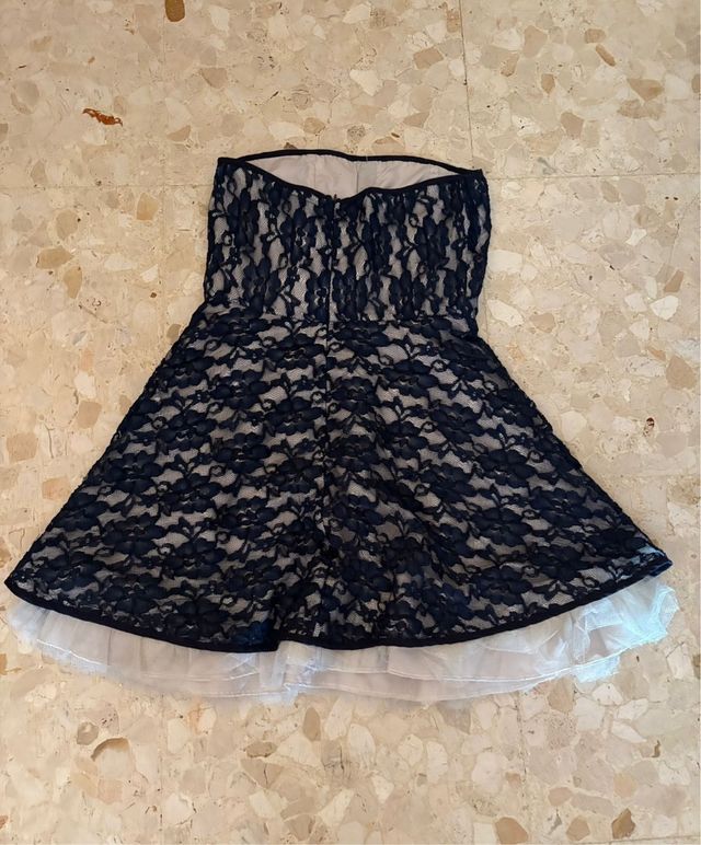 Vestido azul encaje. Talla S.