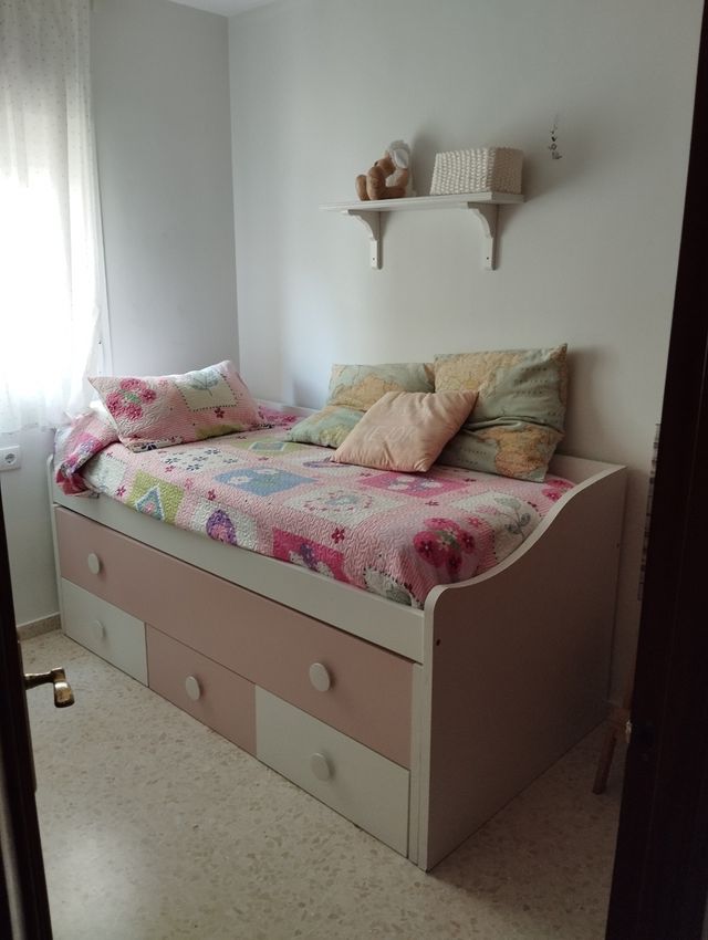 Cama nido juvenil-infantil - Rosa y blanca