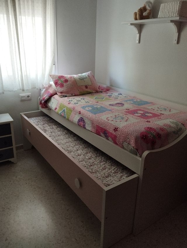 Cama nido juvenil-infantil - Rosa y blanca