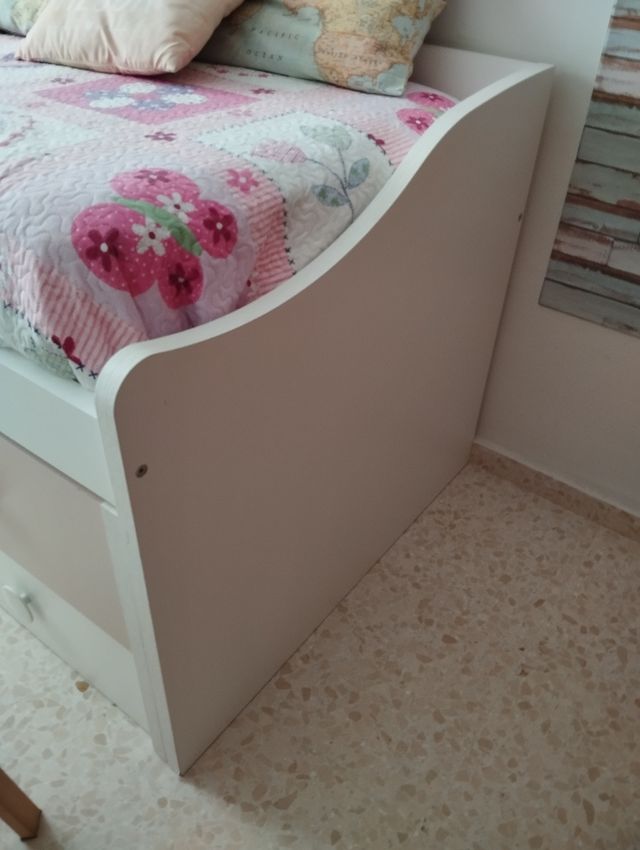 Cama nido juvenil-infantil - Rosa y blanca