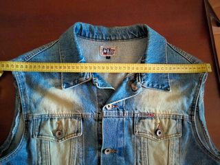 Giacca jeans smanicato uomo blu.Autunno- inverno.