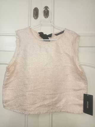 Top Zara Beige brillante XL